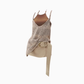 Retro hot girl beaded halter neck vest 2025 texture floral tulle blouse skirt suit R1262