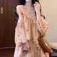 Gentle temperament floral dress waist beautiful summer skirt R0748