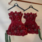 Elegant Burgundy A-Line Strapless 3D Floral Beaded Bodycon Mini Dress Homecoming Dress RS166