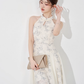 Niche design dress new style for women in summer with slim waist and short halter neck A-line skirt R4417