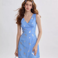 French suspender skirt blue short dress floral skirt R2750