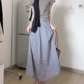 Relaxed wear suit casual gray short-sleeved T-shirt A-line skirt 2025 R0829