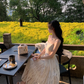 Romantic holiday style suspender dress summer hollow white lace temperament long skirt R4423