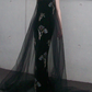 Elegant Black Prom Dress ,Sheath Strapless Floral Pattern Bodycon Maxi Evening Dress RS1134