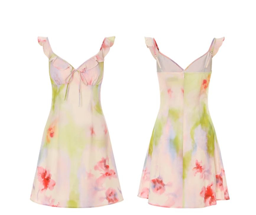 Ruffled suspender dress holiday short skirt French fairy short skirt R2699