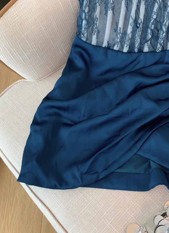 Pure desire style sexy lace tube top dress for women with slim waist and pleated short hip skirt R3992