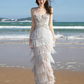 Elegant Ivory Prom Dress ,Sheath Spaghetti Straps Tassel Fringe Bodycon Maxi Evening Dress Cami Dress RS1136