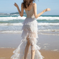 Elegant Ivory Prom Dress ,Sheath Spaghetti Straps Tassel Fringe Bodycon Maxi Evening Dress Cami Dress RS1136