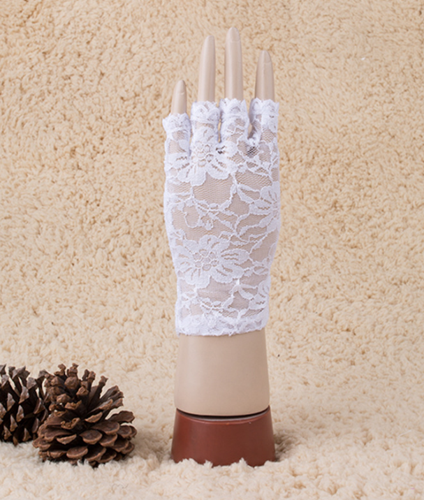 Fingerless Bridal Lace Half Finger Gloves Women's Short Floral Gloves for Wedding Opera Tea Party     S6217