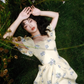 French square neck puff sleeve dress temperament tea break dress retro skirt R2705