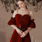 Charming Burgundy Prom Dress ,A-Line Spaghetti Straps Corset Maxi Evening Dress for Women RS900
