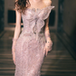 Gorgeous Pink Sequins Prom Dress ,Mermaid Strapless Glitter Bodycon Maxi Evening Dress RS1137