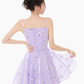 Purple fairy lace chiffon suspender dress women's summer waist mesh skirt R4181