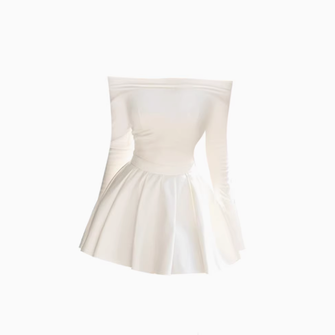 College style short waist shirt 2025 large size design puffy skirt suit R1031