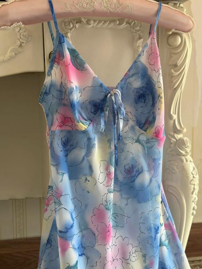Charming Gradient Homecoming Dress ,A-Line Spaghetti Straps Chiffon Short Prom Dress Cami Dress RS1149