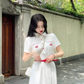 Tea break French style doll collar white dress small fresh cute long dress gentle style slim R1641