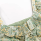 2025 Summer New Green Floral French Tea Break Seaside Vacation Long Dress R0975