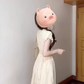 Temperament white v-neck puff sleeve dress female 2025 new beautiful waist slimming a-line long skirt R0456