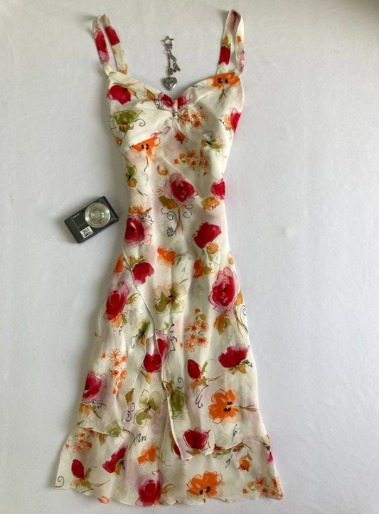 French Retro Floral Prom Dress ,A-Line Spaghetti Straps Corset Maxi Summer Dress RS1139