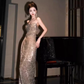 Toast dress birthday dress small dress niche high-end temperament heavy sequin tube top dress R1786