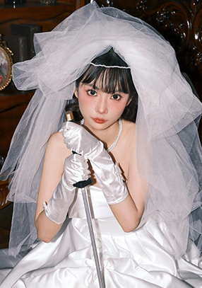 Off-white satin bow mid-length     S6233