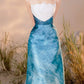 Blue suspenders waist slim A-line long skirt homecoming dress R3733
