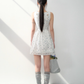 Tencel bow tie V-neck vest dress summer sweet playful midi dress R3332