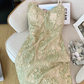 French pure desire style v-neck suspender dress women's waist slimming long hip skirt dress R4035
