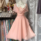Pink halter-neck mini dress with a retro shawl design, a ball gown R6255