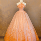 Orange halter neck, fitted waist, flared skirt, ball gown, bridal gown R7226