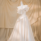 White strapless slim waist satin maxi bridal gown R5781