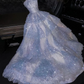 Gray-blue strapless fitted waist long elegant ball gown R8647