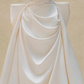 White Strapless Beaded Waist Satin Pleated Maxi Bridal Dress R5741