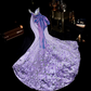 Purple strapless beaded fitted long ball gown R6973