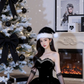 Black strapless fitted waist sexy short ball gown R7533