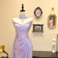 Light Purple Strapless Waist-Cinched Slim-Fit Ruched Elegant & Charming Ball Gown R7133