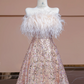 Light pink off-the-shoulder neckline, fitted waist, long flowing skirt, ball gown, bridal dress R8341