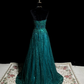 Green strapless fitted waist long sexy and elegant ball gown R8677