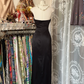 Black strapless satin fitted waist straight long dress, ball gown R6294