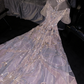 Light purple round neck fitted waist long ball gown/bridal dress R8740