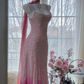 Pink Fairy Strappy Waist-cinching Bodycon Long Ball Gown R6534