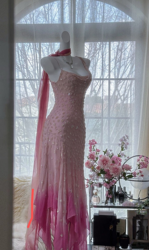 Pink Fairy Strappy Waist-cinching Bodycon Long Ball Gown R6534