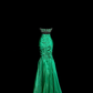 Green strapless rhinestone-embellished, fitted, hip-hugging ball gown R6614
