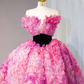 Pink strapless, fitted waist, full skirt, long ball gown, bridal dress R9010