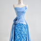 Light blue strapless, fitted, elegant long ball gown R8199