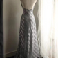 Grey halter-neck sequined fitted long ball gown R6734