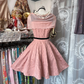 Pink sleeveless slim waist A-line temperament short skirt prom dress R6215