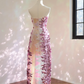 Pinkish-purple strapless fitted sequined long ball gown/bridal dress R8556