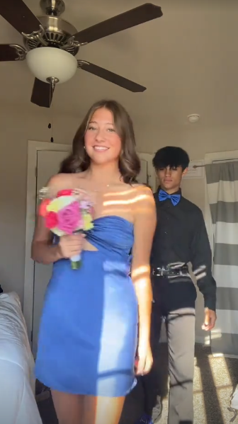 Blue tube top slim waist A-line short skirt homecoming dress R5543