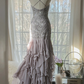 Light gray-purple halter-neck fitted waist slim hip body elegant long ball gown R7689